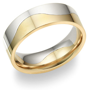 Two-Halves Love Wedding Band in 18K Two-Tone Gold/Silver Ring